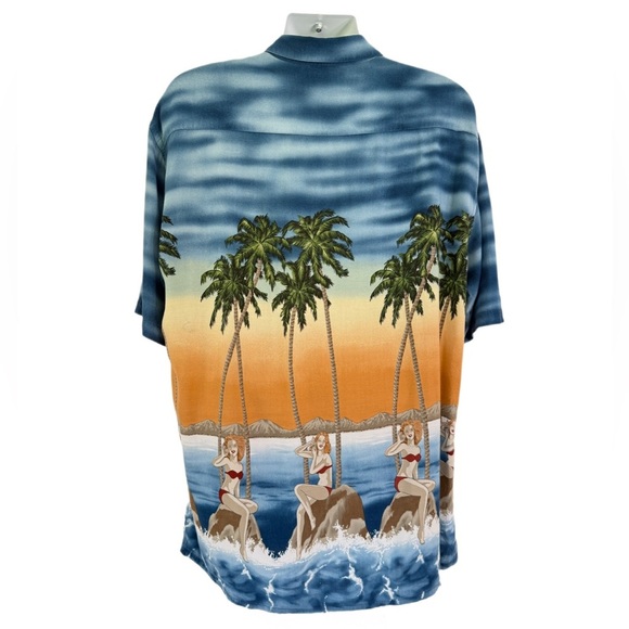 Campia Moda Men's Hawaiian shirt Pinup Bikini Girls and Palm Trees size XL - Picture 3 of 11